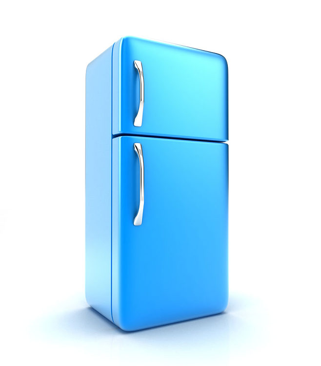 蓝色电冰箱图片